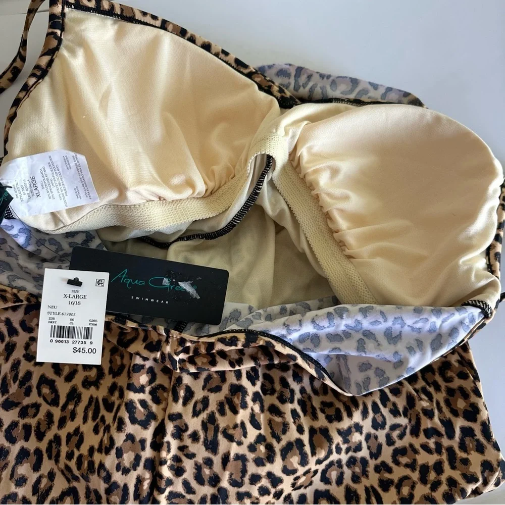 Aqua Green Women's Animal Print Twist Front One Piece Swimsuit Size XL …